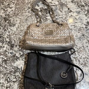 Nicole Miller silver bag, and Michael Kors Crossbody Bag